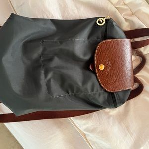 Real Longchamp gray backpack